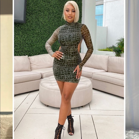 Fashion Nova Dresses & Skirts - Mesh Snake Print Mini Dress